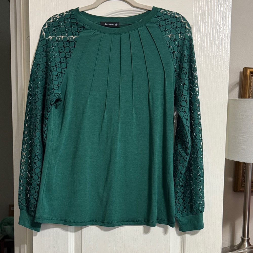 Avenue Teal Lace Sleeve Blouse